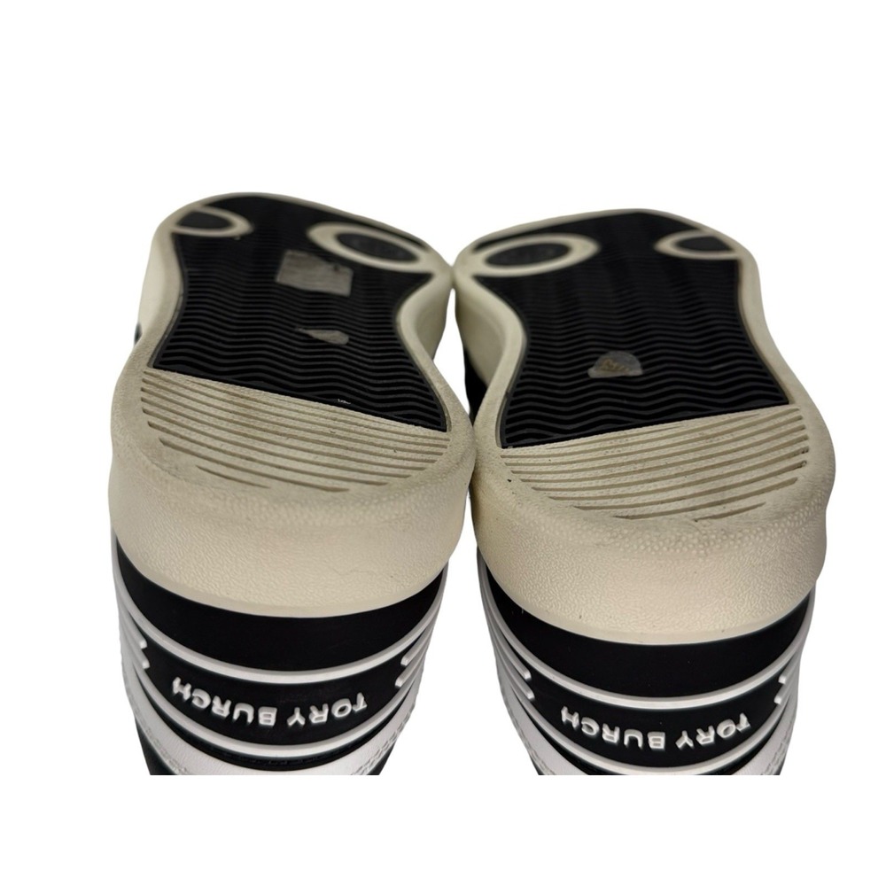 Tory Burch Clover Court Leather Sneakers Black White Womens 6.5 Casual Athletic - Picture 8 of 10